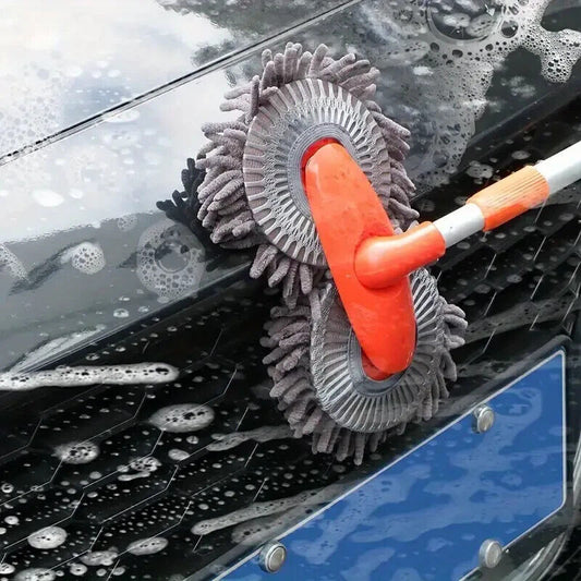 Microfiber Mop Wash Kit Telescopic Car Cleaning Brush With 4 Replacent Header