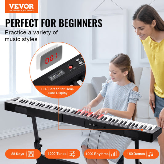 Digitales Klavier Mit 88 Tasten Halbgewichtete Tasten Tragbares Elektrisches Keyboard-Piano-Set In Voller Größe Mit 1000 Tönen Integrierten Lautsprechern
