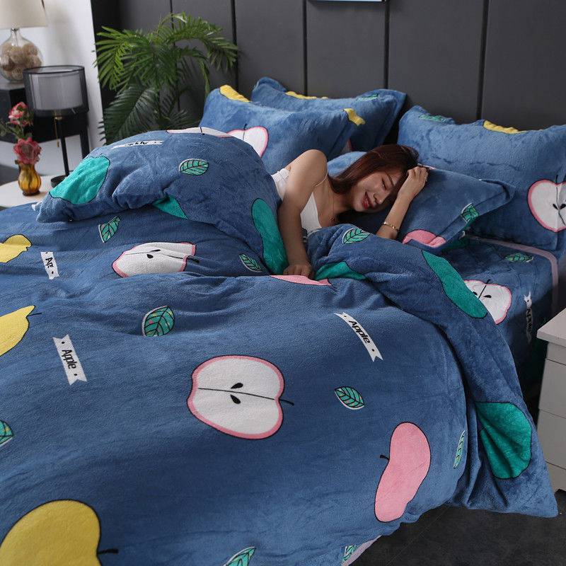 Winter Double-sided Fleece Thickened Warm Coral Quilt Cover Single Piece