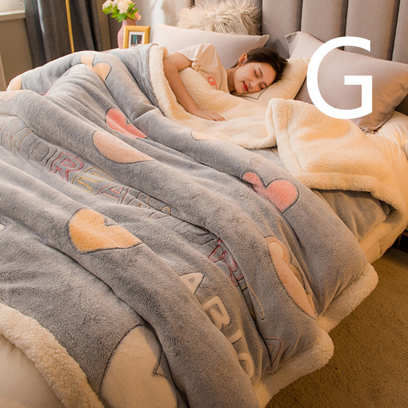 Multifunctional Warm Double-sided Plus Velvet Lamb Wool Blanket Quilt Cover