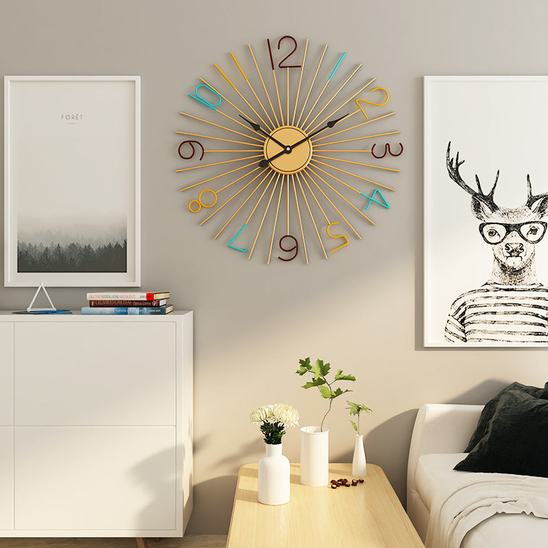 Fashion Silent Metal Wall Clock Creative Living Room