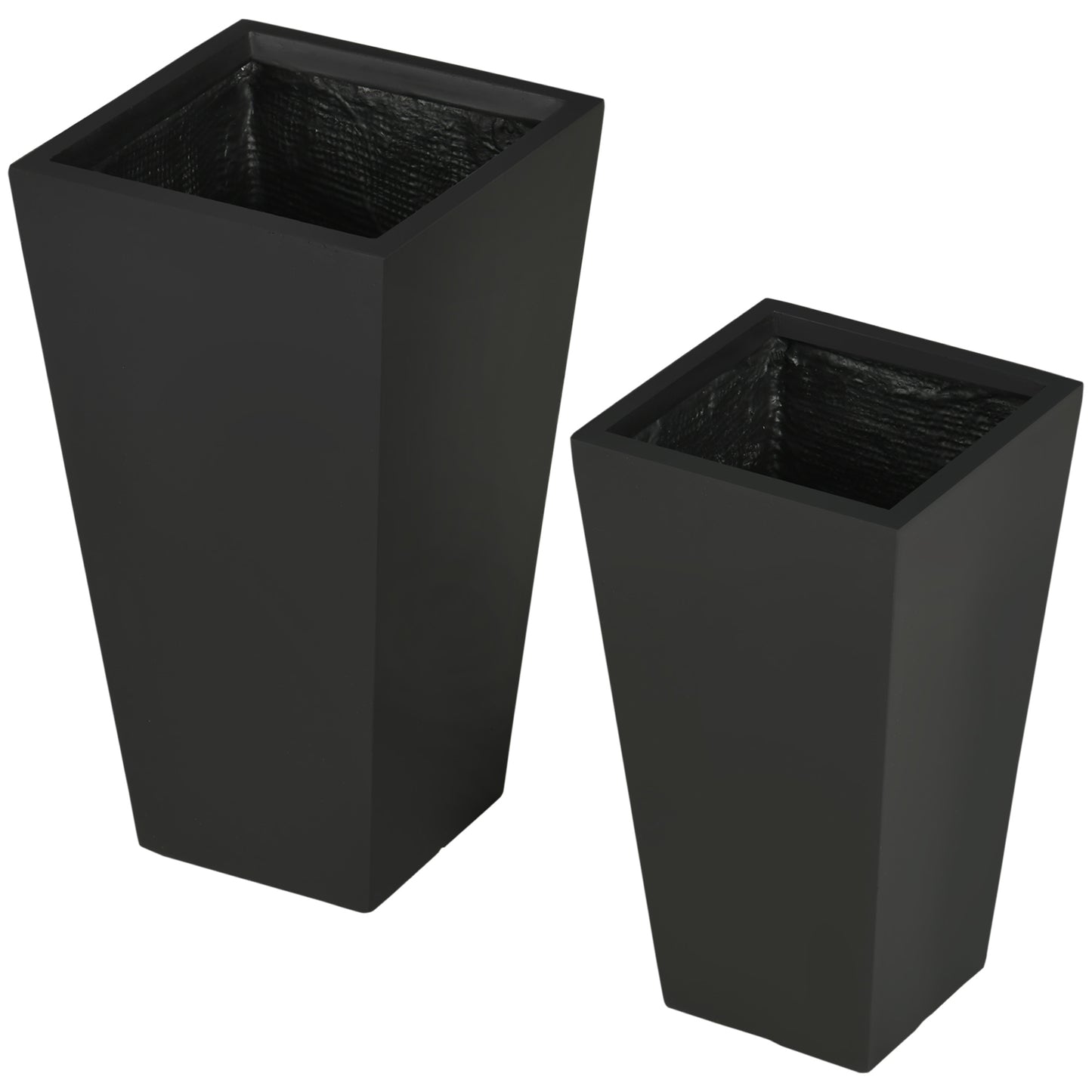2-Pack Outdoor Planter Set, Flower Pots with Drainage Holes, Durable & Stackable Plant Pot, 22in & 18in, for Porch, Entryway, Patio, Yard, Garden, Black
