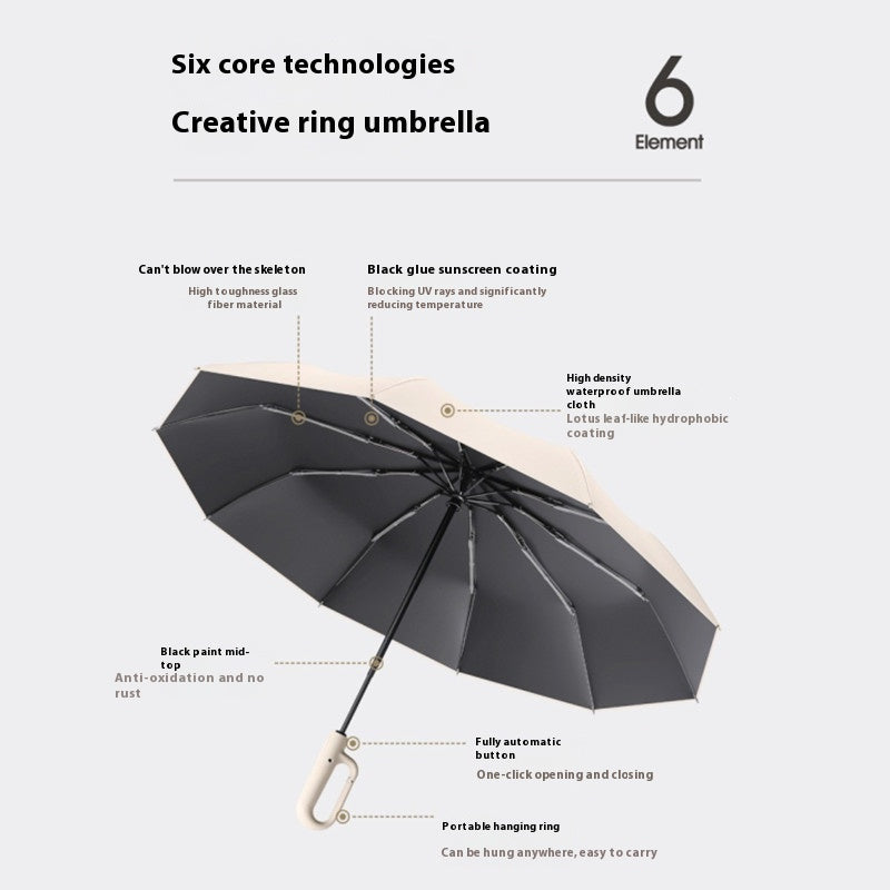 Dual-purpose Automatic Buckle Umbrella Aluminum Bone Folding Business Umbrella