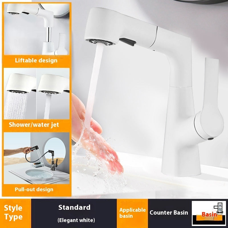 Washbasin Pull-out Faucet Lifting Bathroom Table Hot And Cold