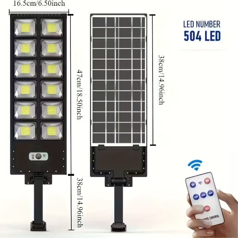 504LED Solar Induction Motion Sensor Street Lamp, Remote Control Solar Wall Light With 3 Lighting Modes, 4500mAh,Dusk To Dawn Security Lighting For Garden Schools, Streets, Courtyards, Gardens, Walkw