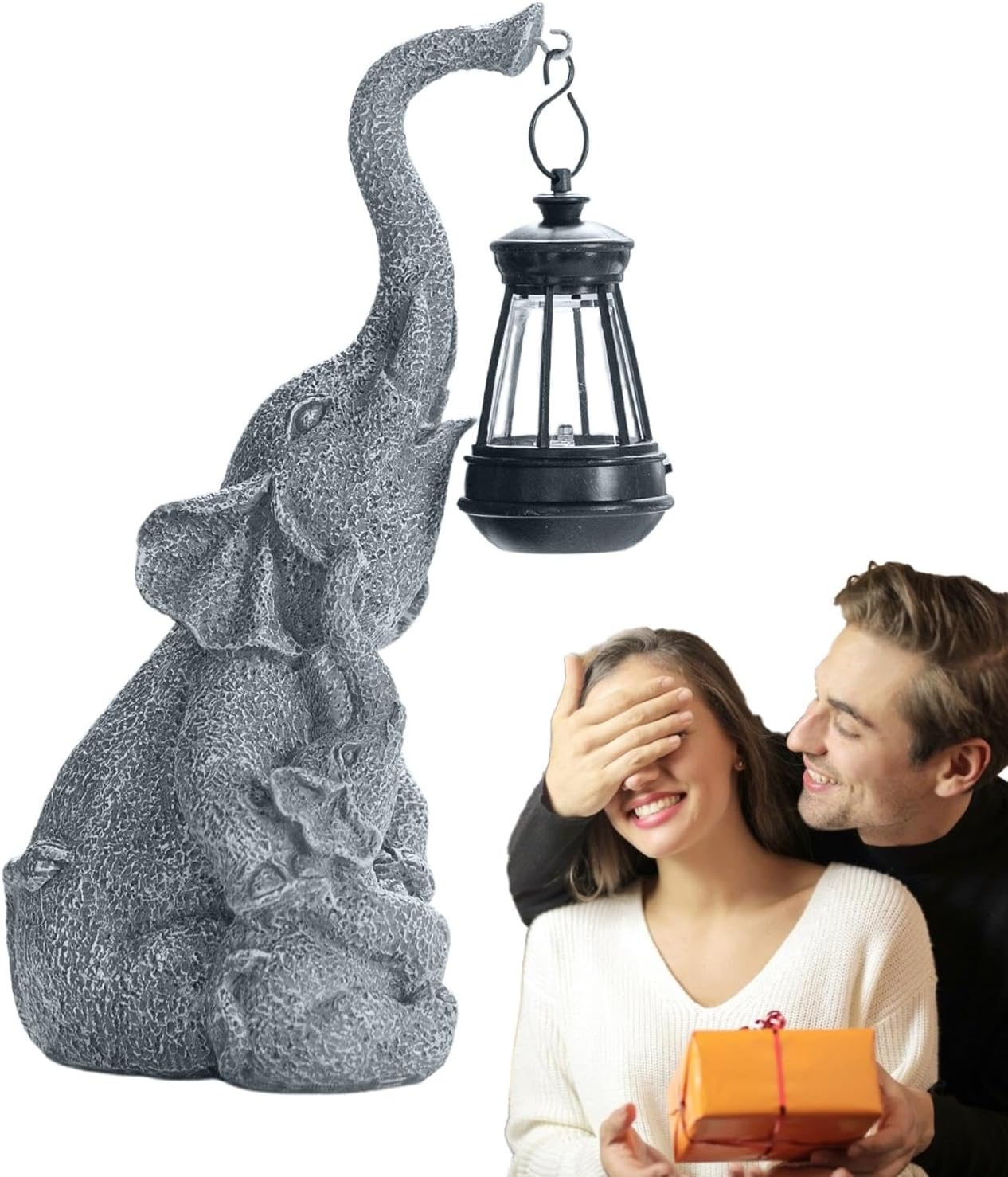 Elephant Solar Light, Solar Elephant Figurine Light, Front Porch Decor, Solar Elephant Statue, Indoor Outdoor Solar Light, Solar Powered Garden Decor, Elephant Garden Ornament