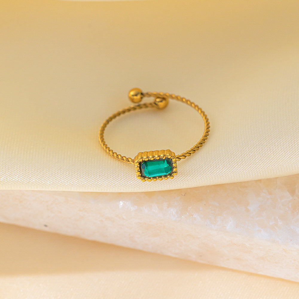 Women's Retro Style Green Zircon Necklace Bracelet