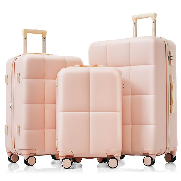 Luggage Set Of 3, Airline Certified Carry-on Luggage With Cup Holder, ABS Hard Shell Luggage With Spinner Wheels,