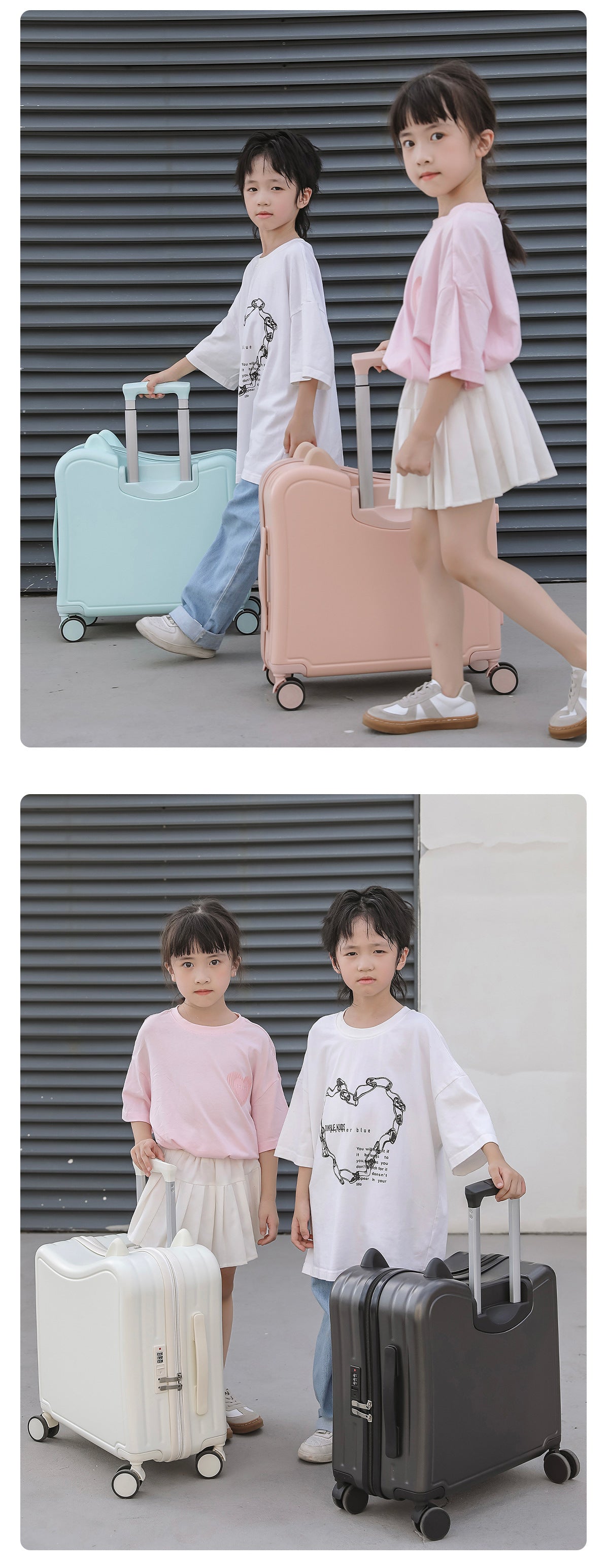 Children's Luggage Riding Trolley Case Mute Universal Wheel Boarding Bag