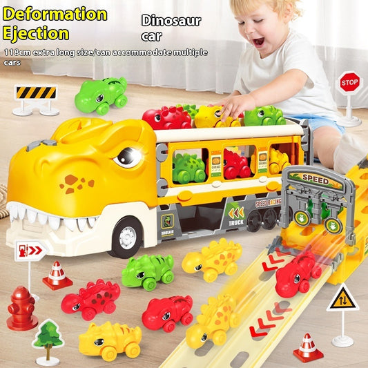 Oversized Children Dinosaur Deformation Catapult Track Car Toy