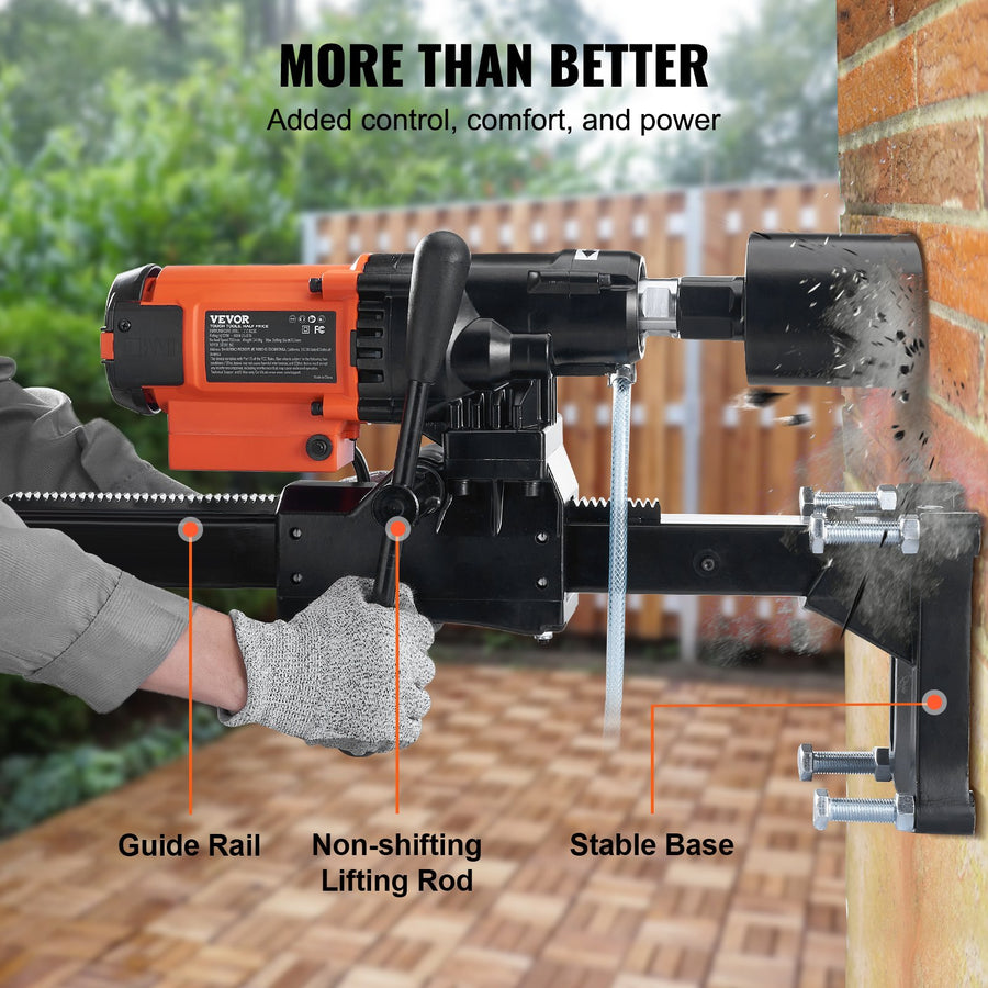 Diamond Core Drilling Machine, 8in Wet&Dry Concrete Core Drill Rig With Stand, 750RPM Speed