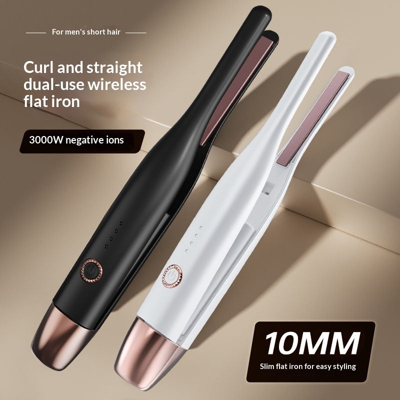 Mens Wireless Mini Hair Straightener And Curling Iron Combo