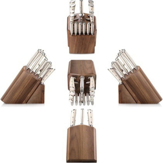 White Handle Steel Head Chef's Knife Wooden Seat Knife