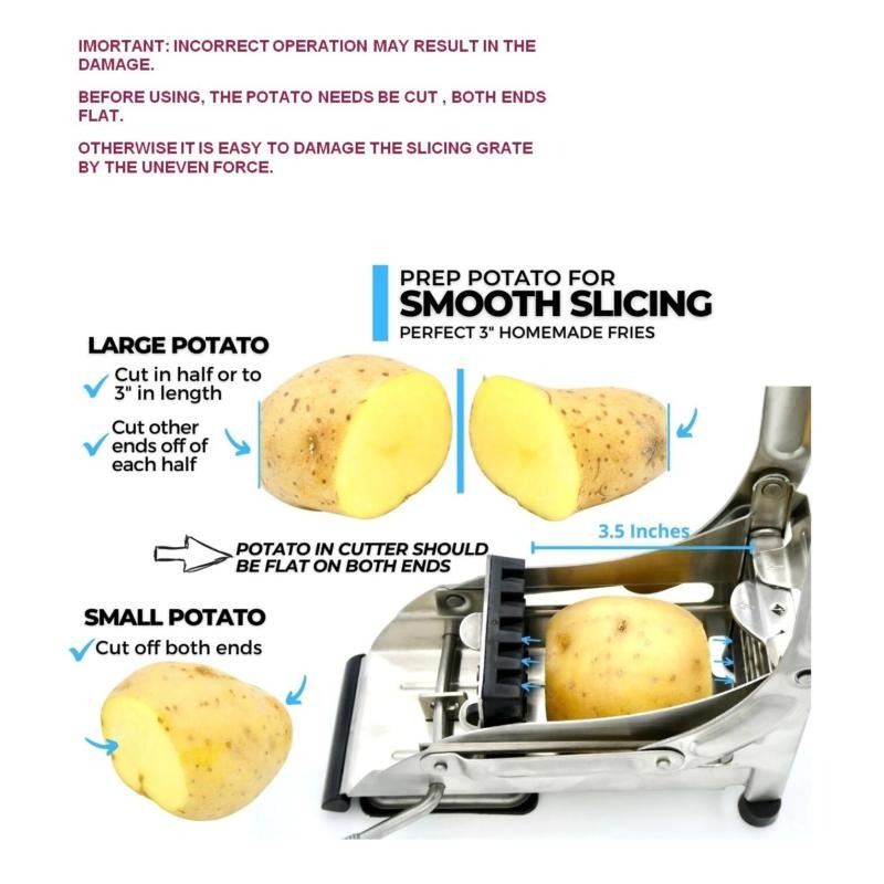 2 Blades Stainless Steel French Fry Cutter Potato Vegetable Slicer Chopper Dicer