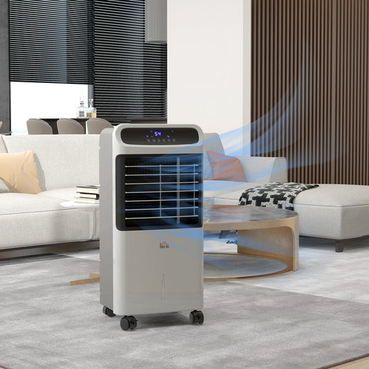 3-In-1 Ice Cooling Fan, Mobile Evaporative Air Cooler with Remote, Timer, Oscillating for Home Office, Bedroom, Gray