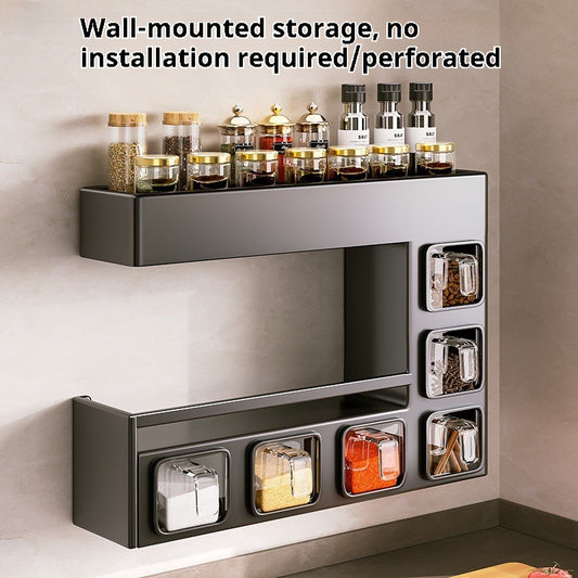 Q3Y Jiabangshou Kitchen Storage Rack Seasoning Box Multi-functional Bottle & Can Home Combination Set Wall Hanging Storage