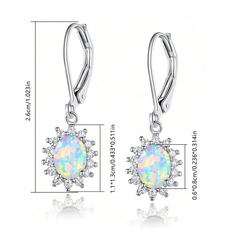 Multi-colored Oval Opal Earrings And Chalcedony