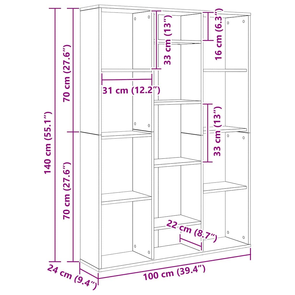 Room Divider Oak Look 100 x Wood Material