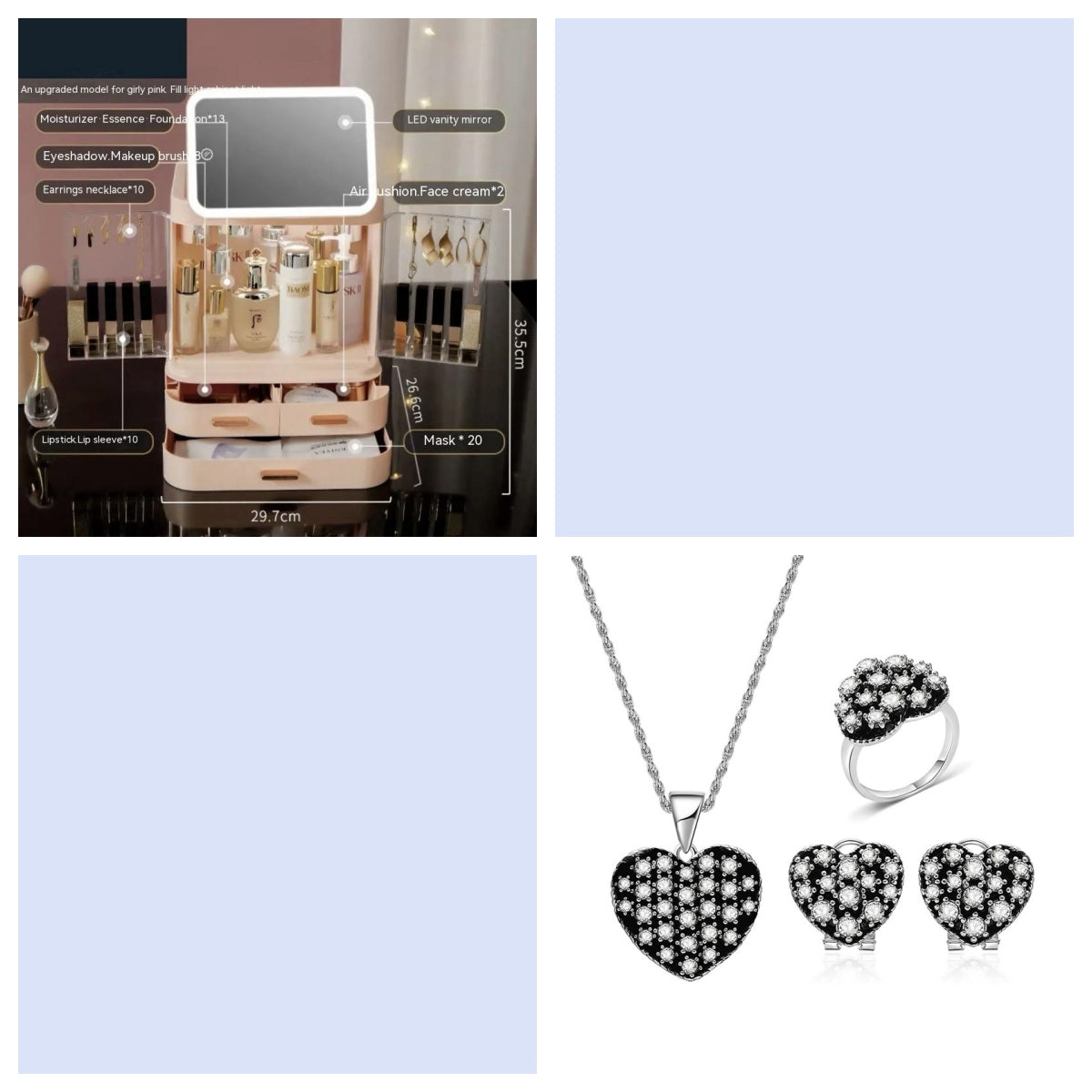 Mirror Integrated Light Desktop Large Capacity Lipstick Skin Care Products Cosmetics Storage Box