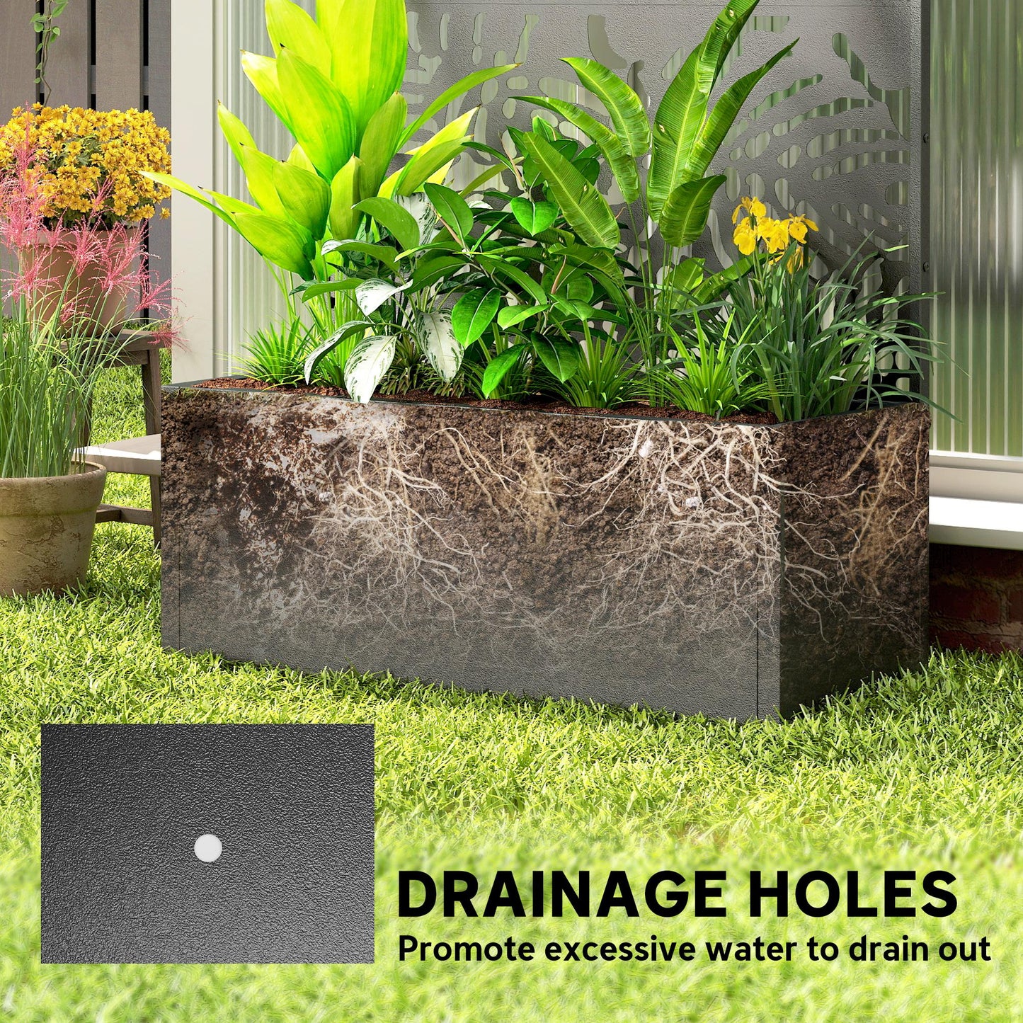 Metal Planter Box With Trellis