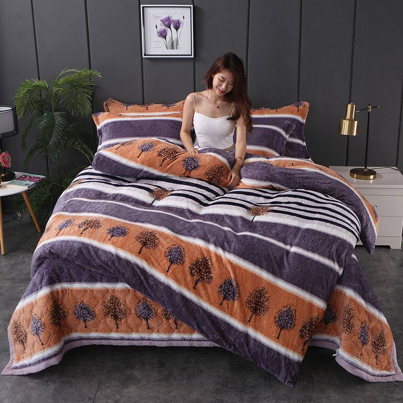 Winter Double-sided Fleece Thickened Warm Coral Quilt Cover Single Piece