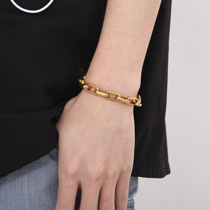 Men's Titanium Steel Bracelet Ins Niche Design Hip-hop Geometric Bracelet