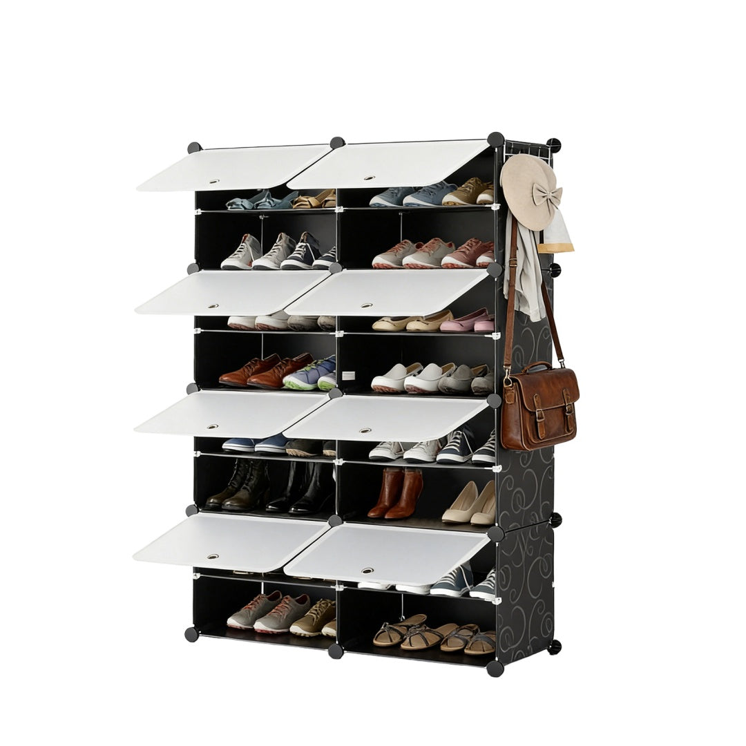 Shoe Rack Storage Cabinet, 8-layer Shoe Storage Cabinet With Door, Stackable And Detachable Shoe Storage Cabinet
