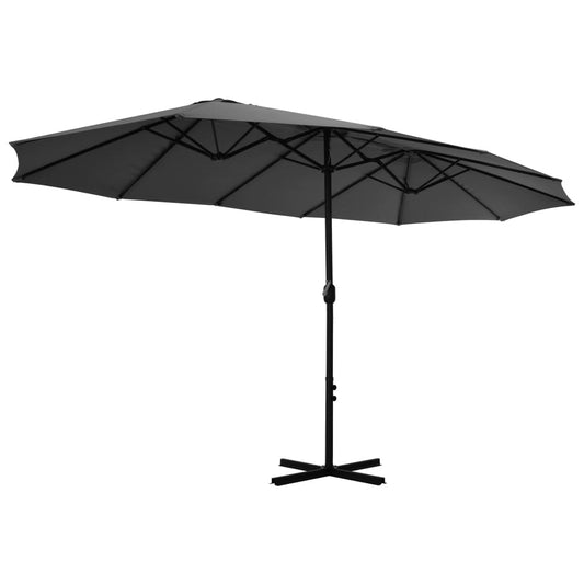 vidaXL Garden Parasol with Aluminum Pole 181.1"x106.3" Anthracite